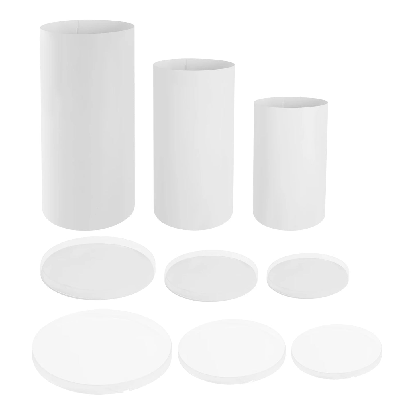 Three Piece Cylinder Pedestal Stand For Wedding Cake Display