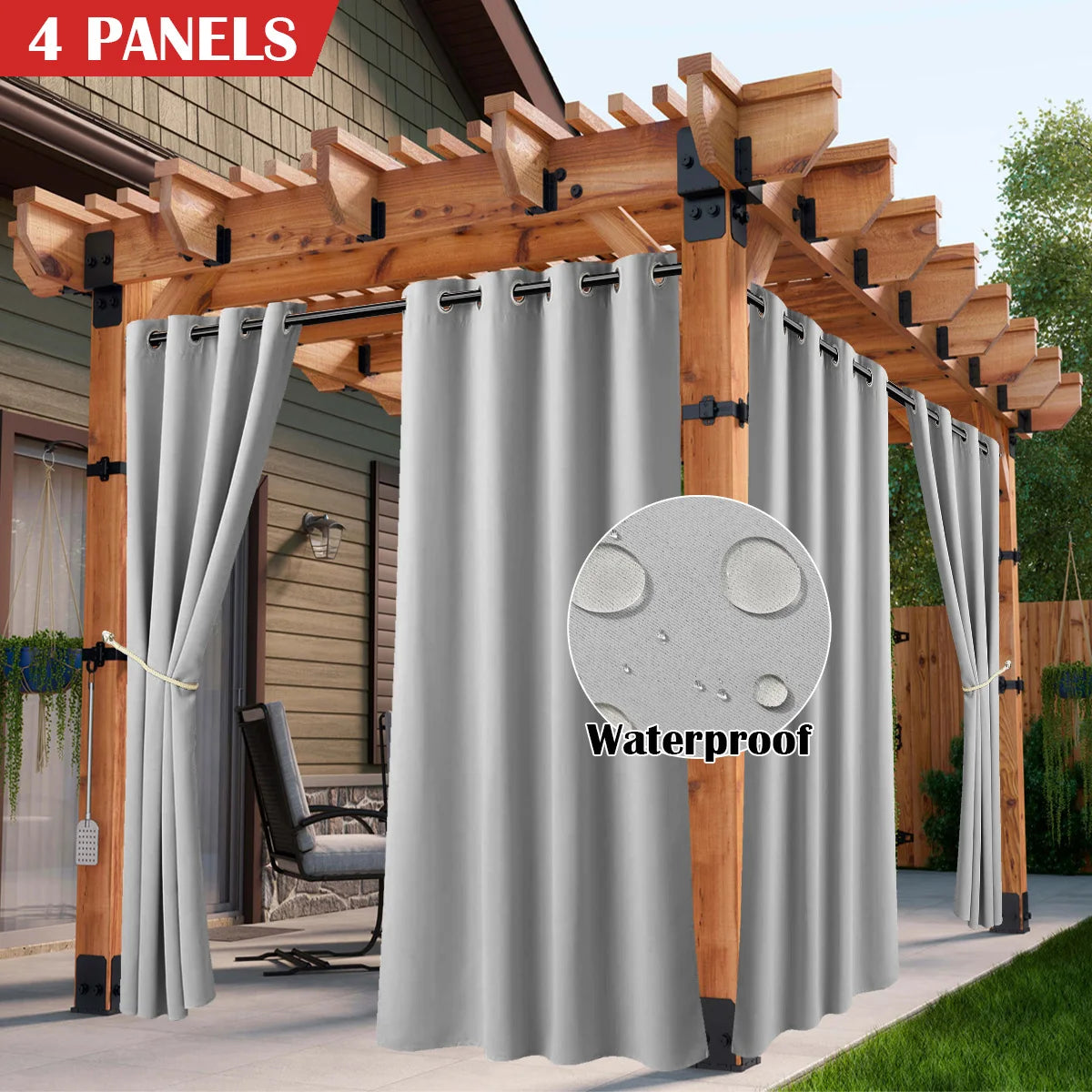 Sabalanica Waterproof Outdoor Curtains Grommet Top Sun Blocking UV Protection