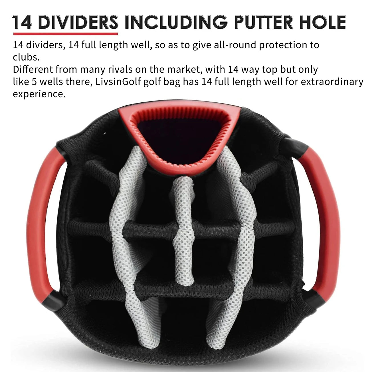 Livsingolf Full Length Dividers Sturdy Spacious Cart Bag