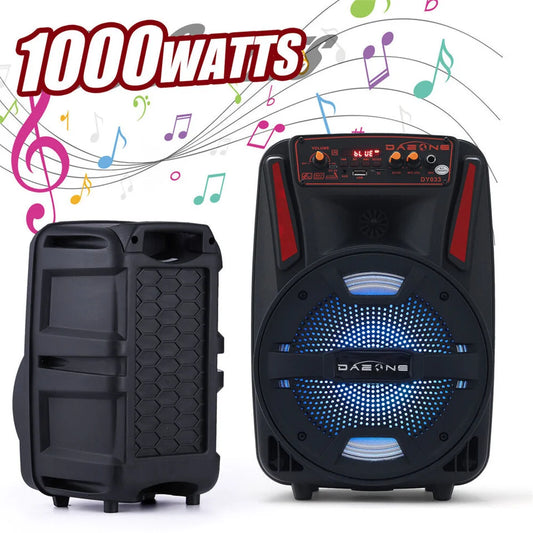 CURUK 1000W Portable Bluetooth Speaker With Karaoke Mic LED Lights