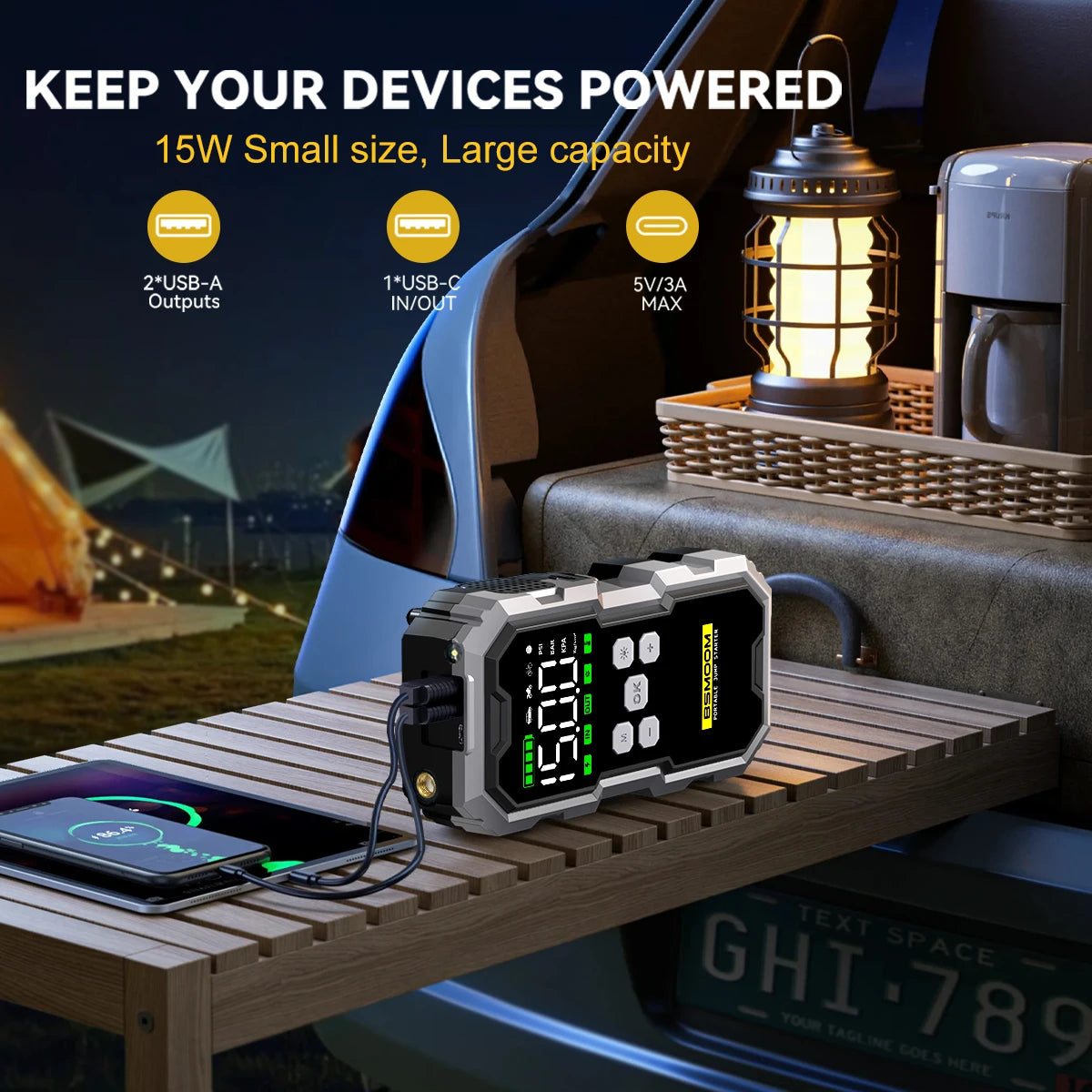 BIUBLE 7000A Car Jump Starter With Air Compressor And Flashlight