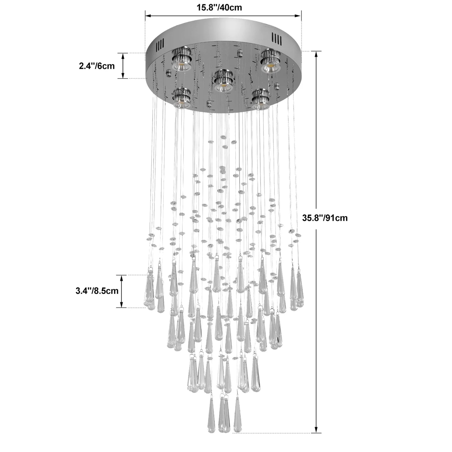GreeLustr Crystal Ceiling Chandelier Pendant Light For Living Room