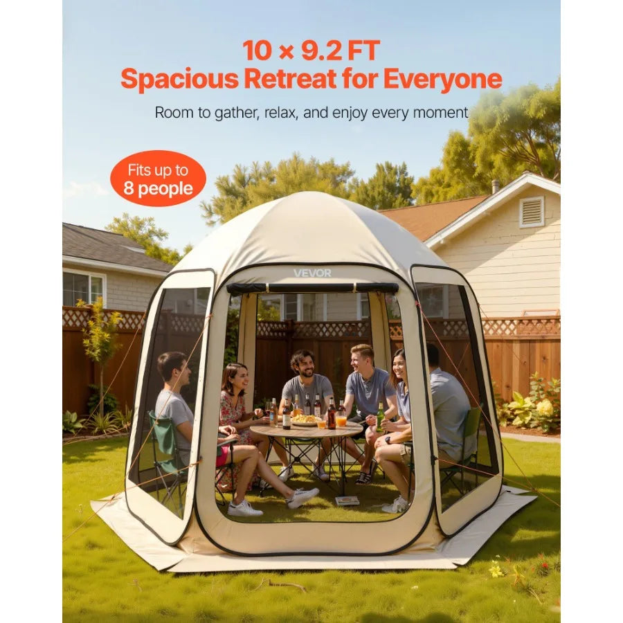 Screen House Pop Up Tent Garden Shelter 4-8 Person