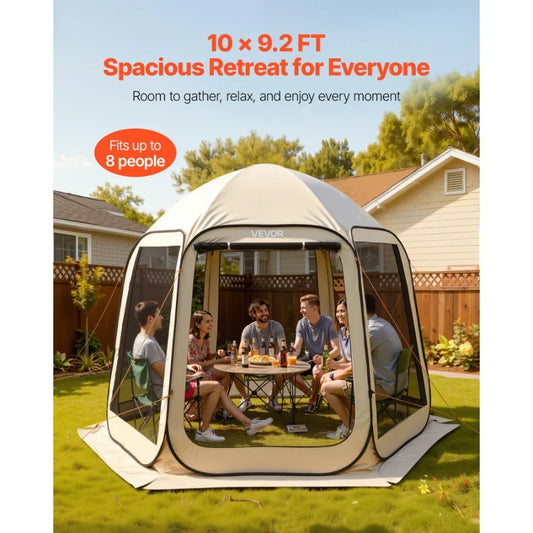 Screen House Pop Up Tent Garden Shelter 4-8 Person