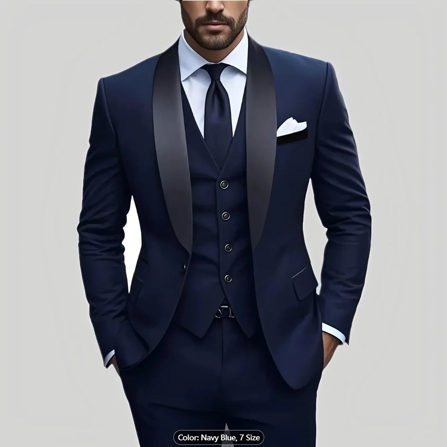 Men's Formal Suit Set Jacket Vest Pants For Business Wedding