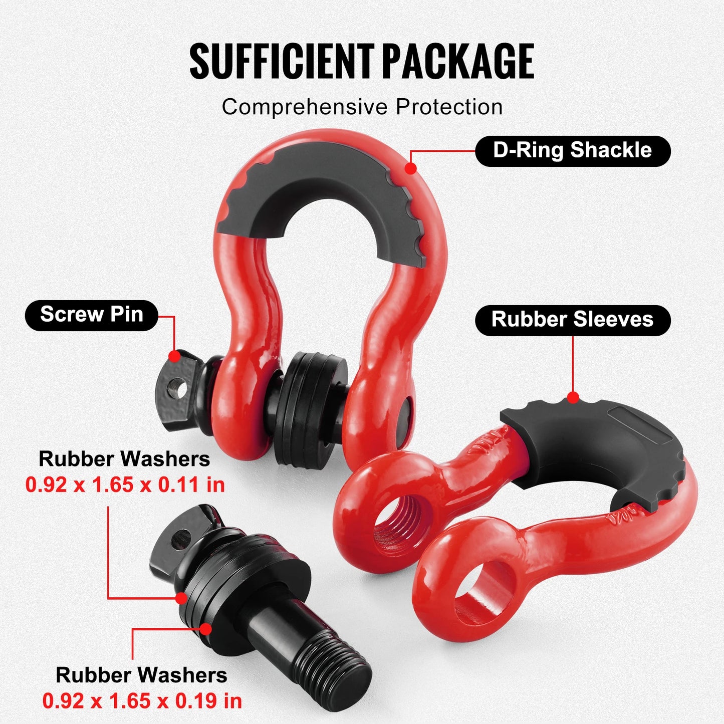 SucceBuy 2Pcs D-Ring Shackle With Isolator and Washers