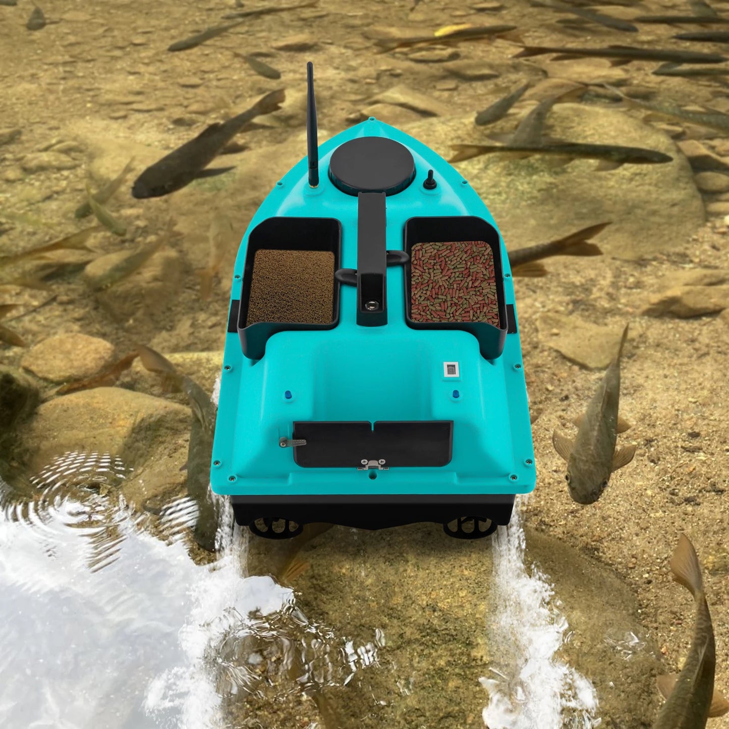 52W Dual Motor Bait Boat With GPS Remote 2000ft Range