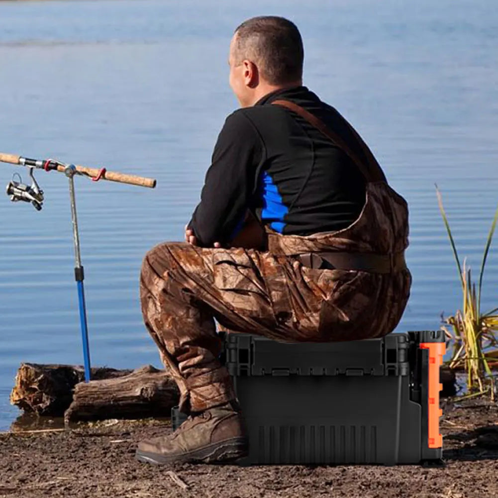 ALIILEE 2 Tier Fishing Tackle Box With Cup Rod Holder
