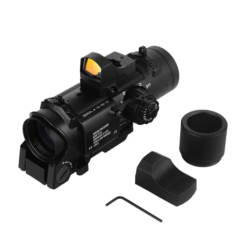 Bestsight 1x-4x Fixed Dual Purpose Rifle Scope With Mini Red Dot Sight Hunting