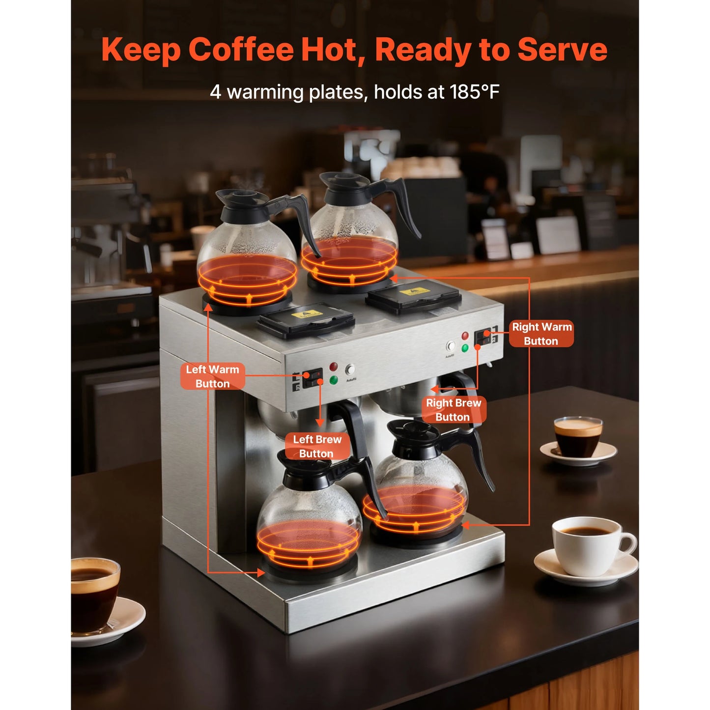 SucceBuy 24 Cup Commercial Drip Coffee Maker With Glass Carafes
