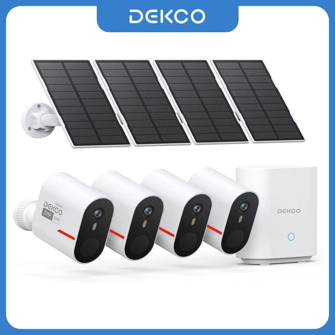 DEKCO 5MP Wireless Solar Camera System Quad Kit Night Vision