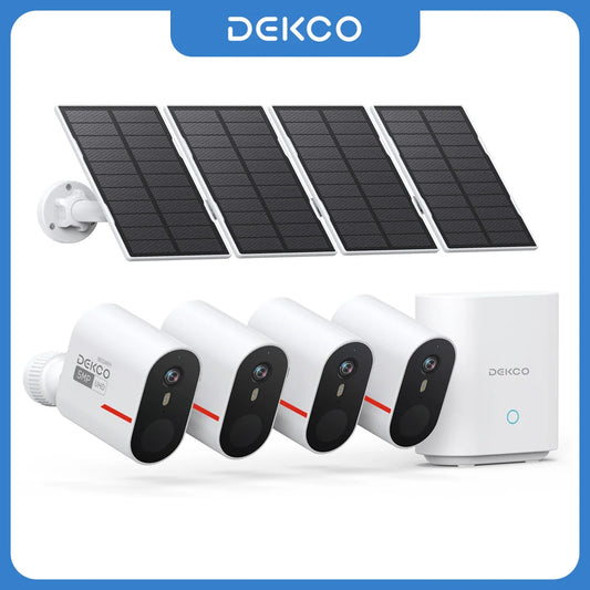 DEKCO 5MP Wireless Solar Camera System Quad Kit Night Vision