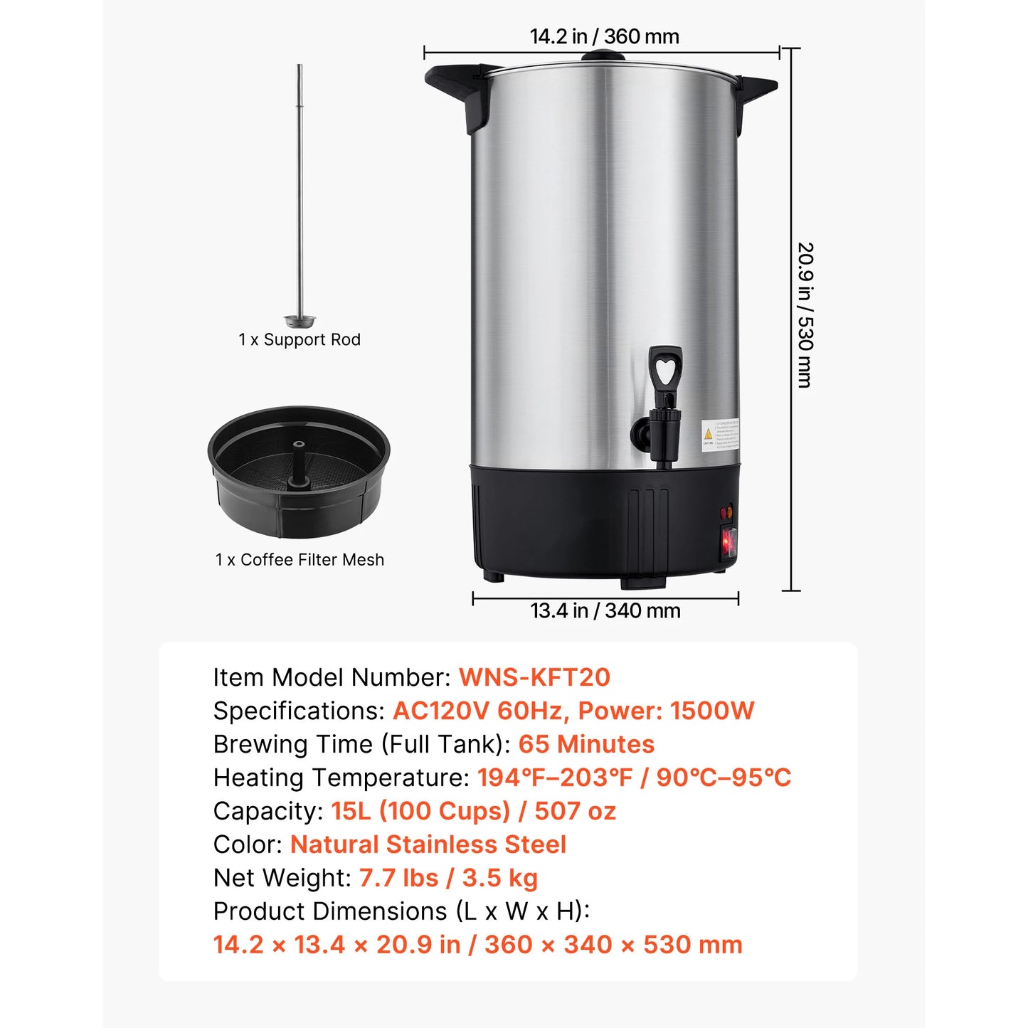 SucceBuy Commercial Coffee Urn Quick Brews Dripless Faucet For Catering