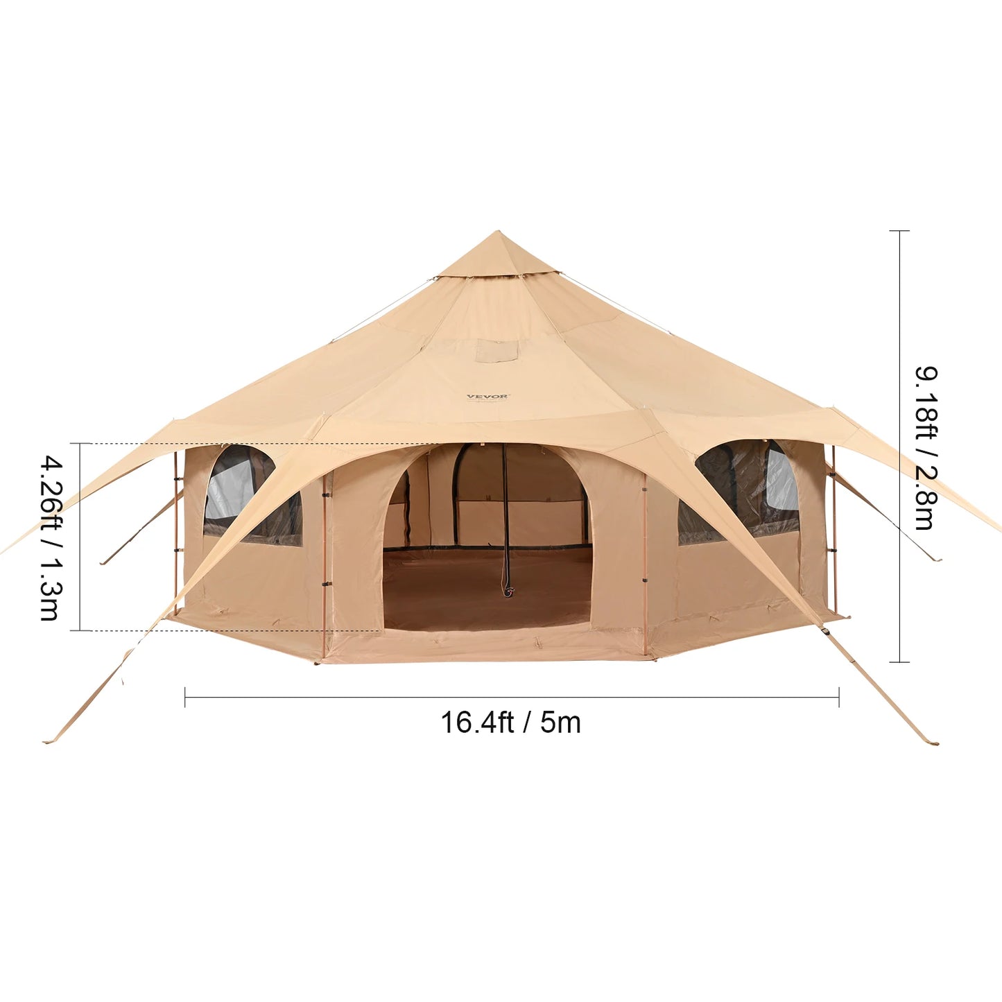 SucceBuy Canvas Bell Tent 4 Seasons Outdoor Camping Stove Breathable