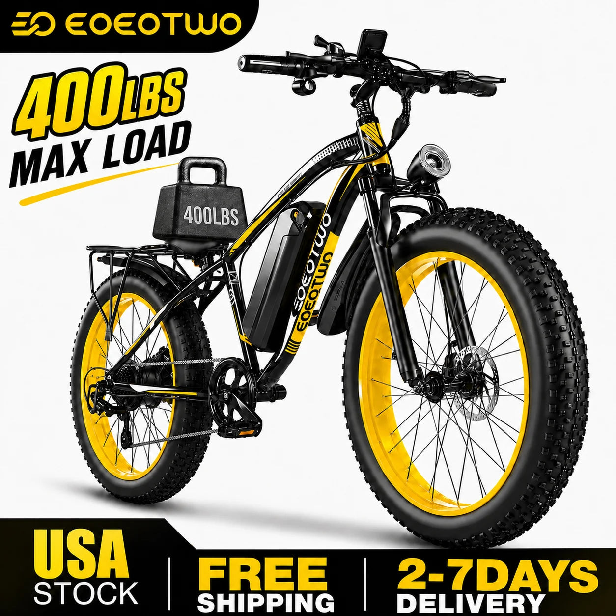 EOEOTWO Heavy Duty Ebike 400 Lbs Capacity Front Suspension