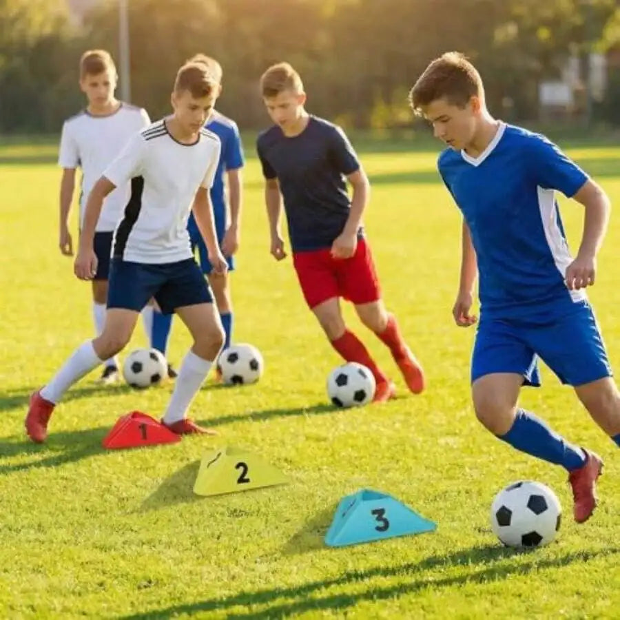 24 Pack Numbered Sports Cones Flexible Agility Training