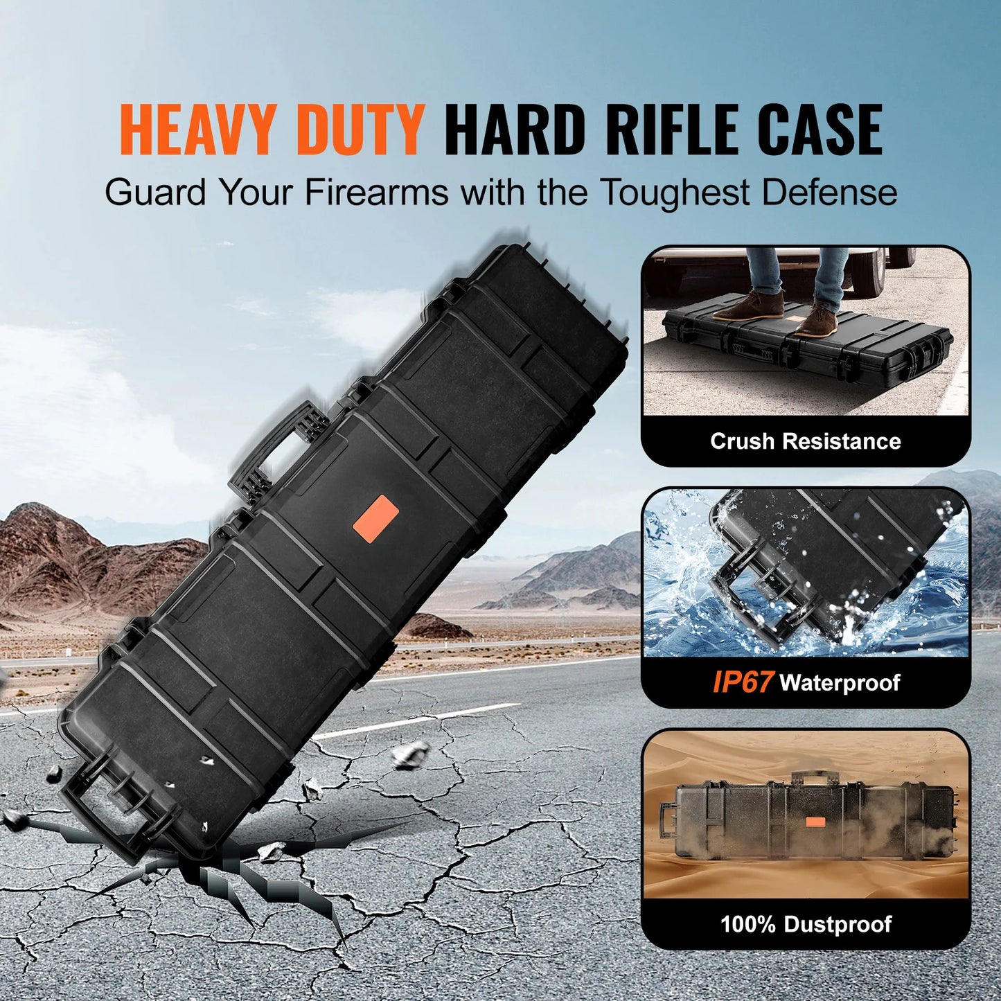 Hard Rifle Case Portable Storage For Long Guns Shockproof Waterproof