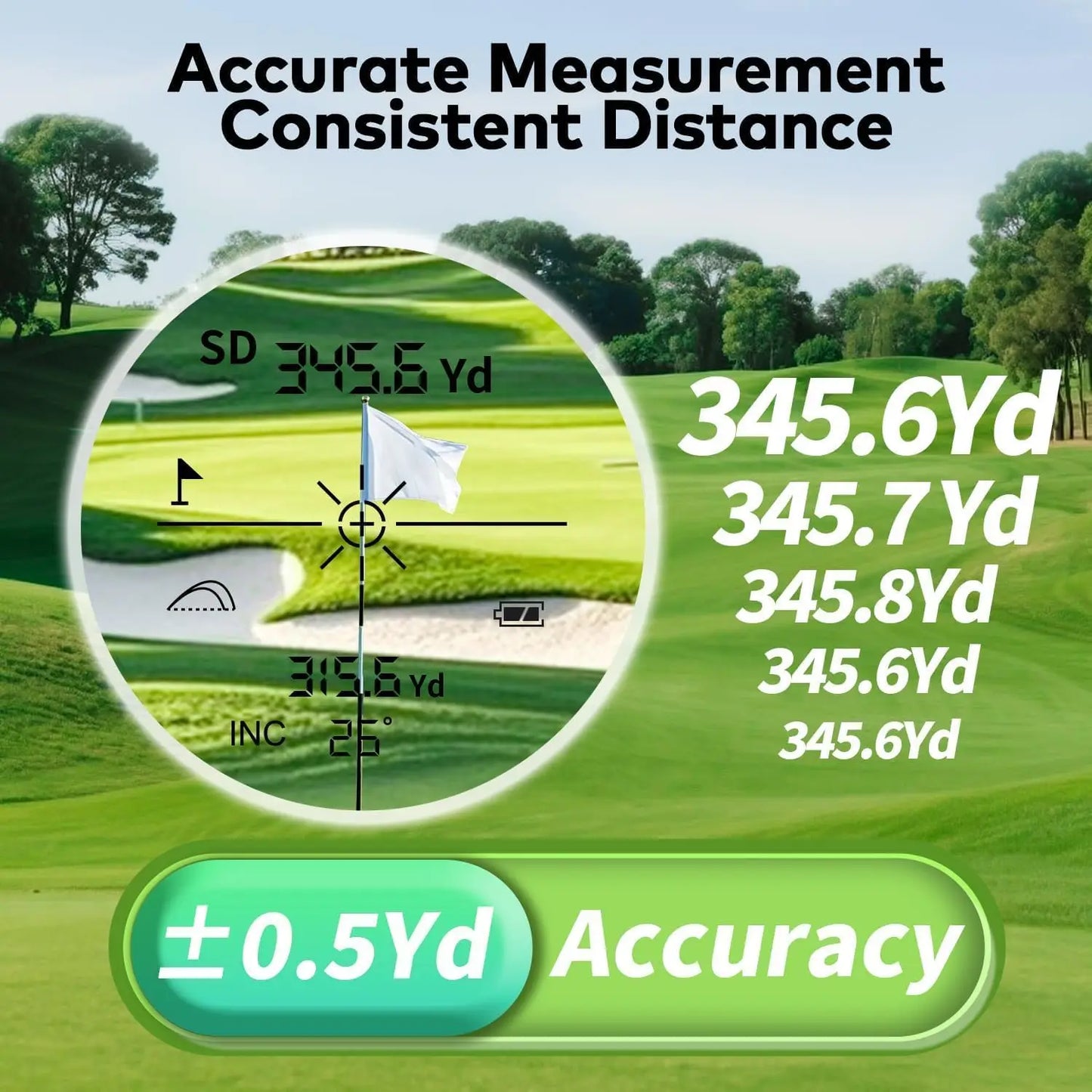 Kokvp Golf Rangefinder 7x 1200 Yards Slope Compensation Flag Lock