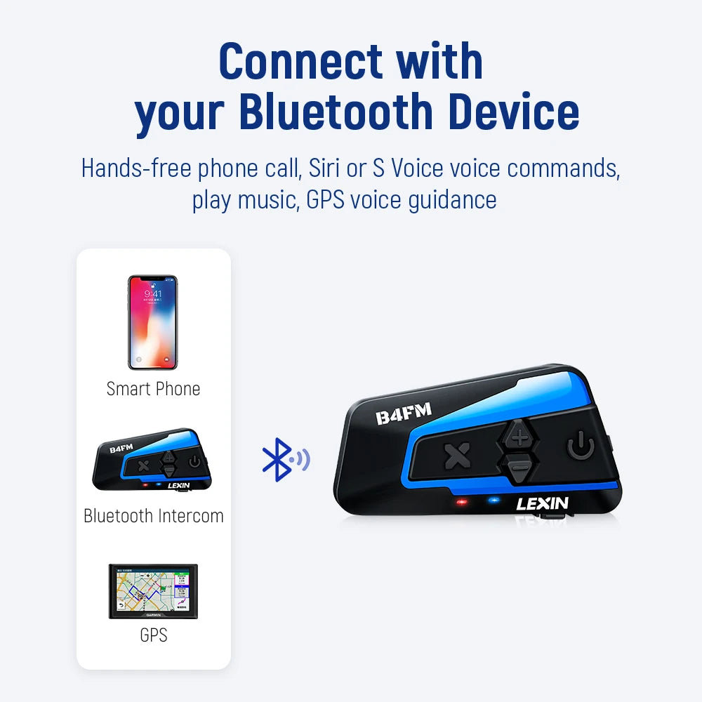 Lexin B4FM-X Bluetooth 5.0 Motorcycle Helmet Intercom 10 Riders
