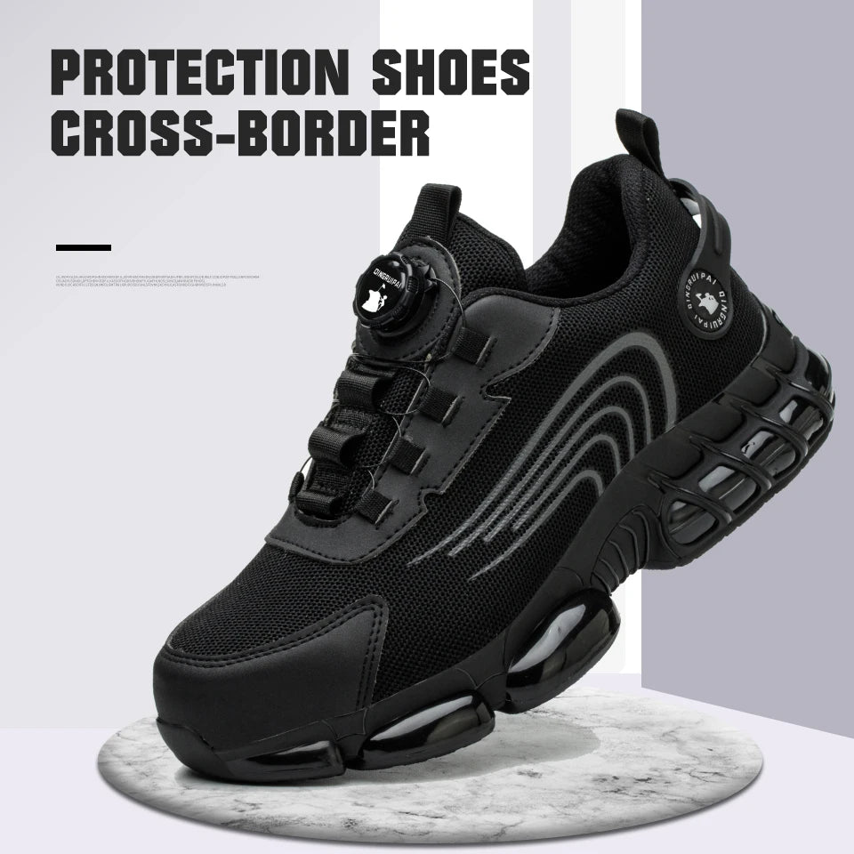 Men Steel Toe Cap NonLacing Casual Work Shoes AntiPuncture