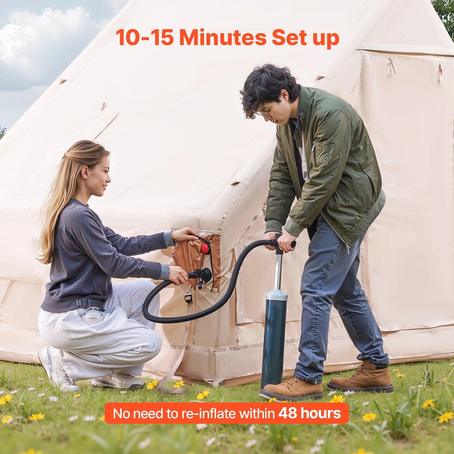 SucceBuy Inflatable Blow Up Tent With Pump And Stove Jack