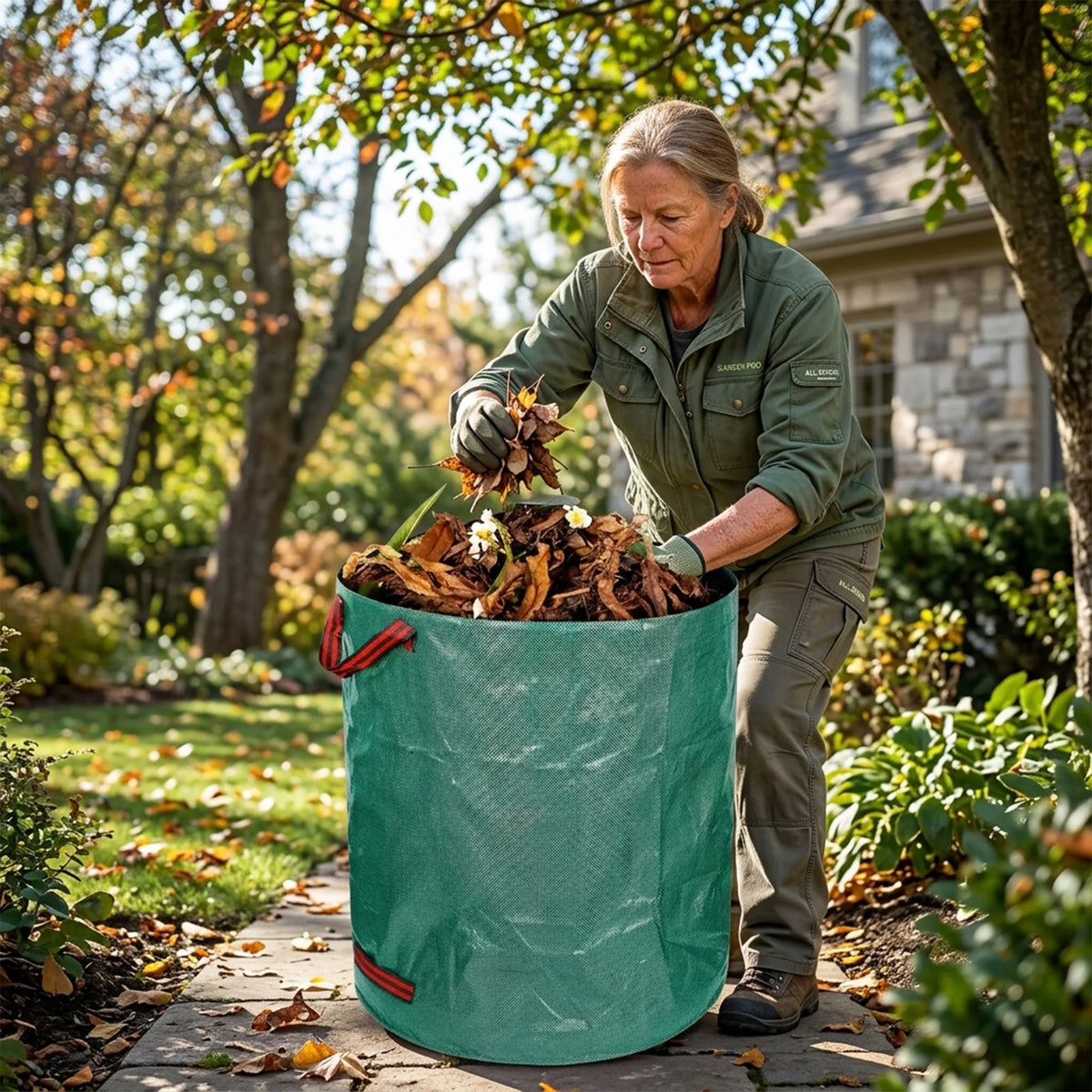 Heavy Duty Reusable Garden Leaf Bags With Reinforced Handles