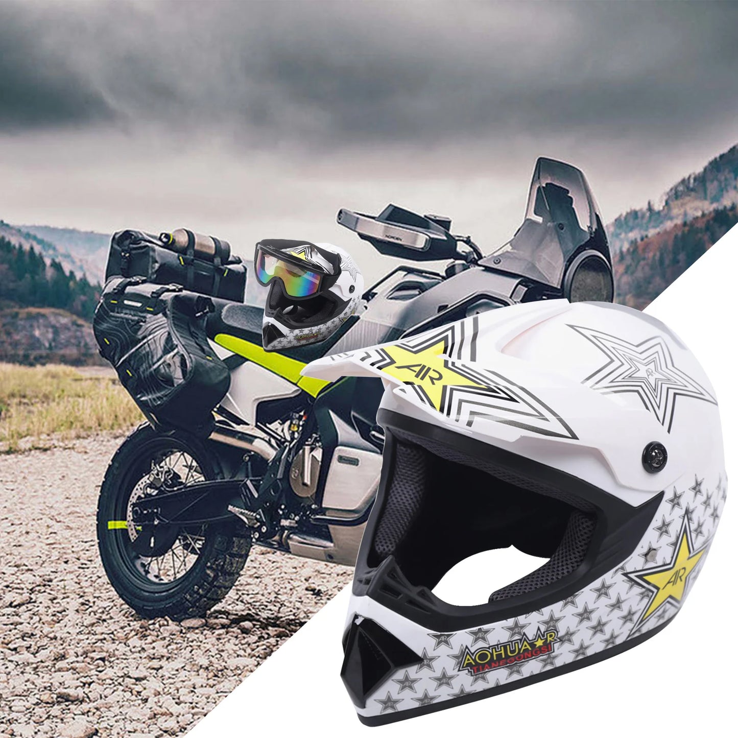 Youth Abs Motocross Helmet Goggles Gloves Protective Racing Gear Kit