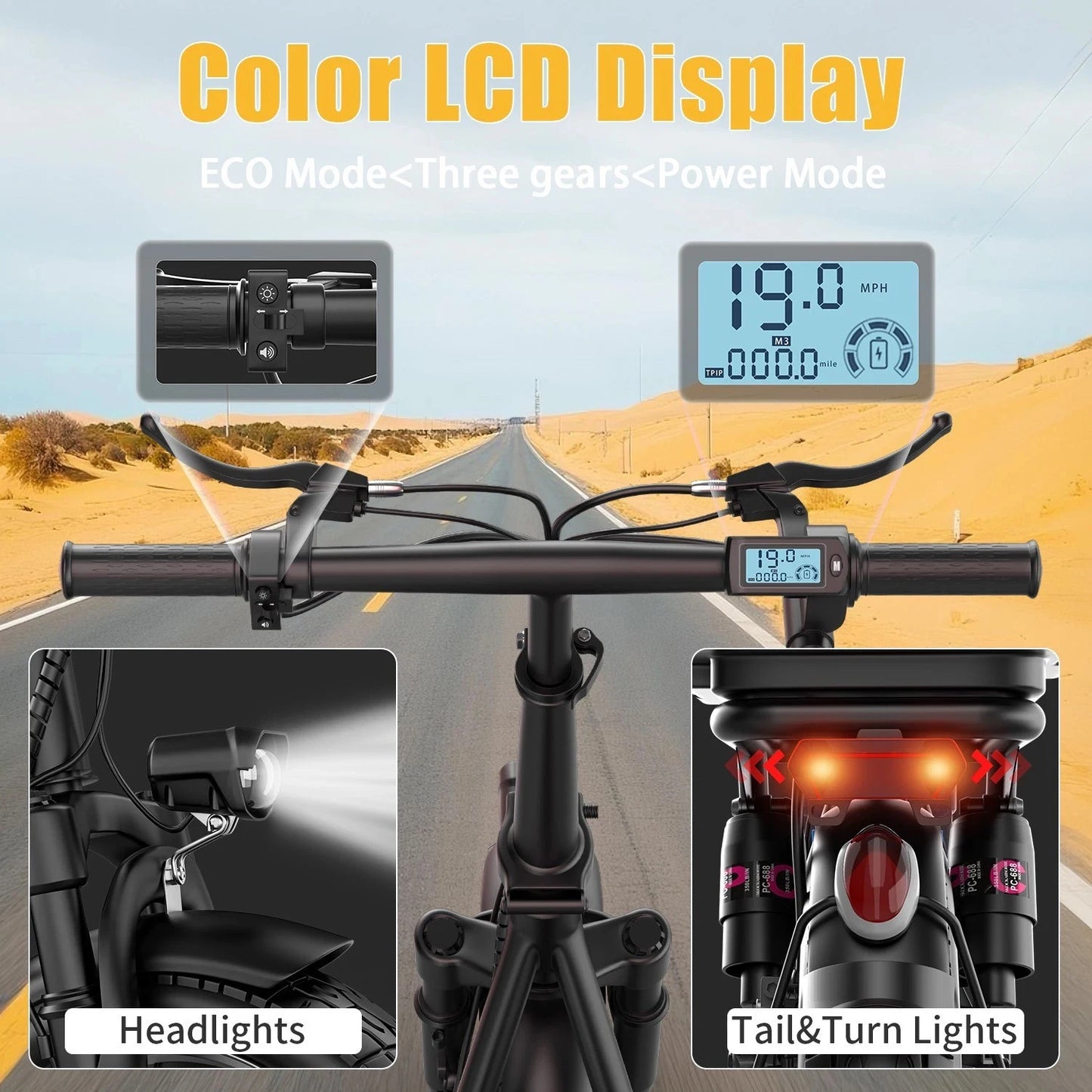 UPlee GQ8 Folding Electric Bike 48V 15AH Battery