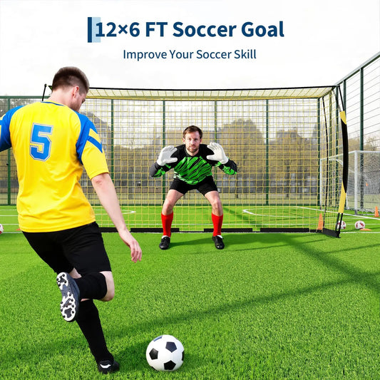 Himiss 12x6 Foldable Heavy Duty Metal Portable Soccer Goal With Bag