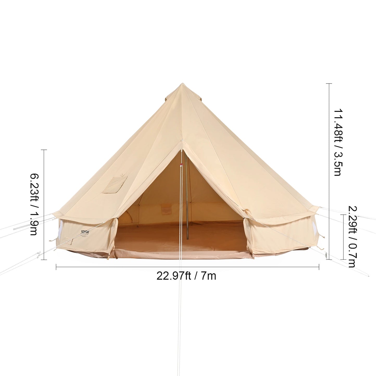 SucceBuy Canvas Bell Tent 4 Seasons Outdoor Camping Stove Breathable