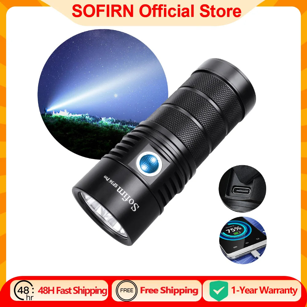 Sofirn SP36 Pro 8000 Lumen LED Flashlight USB C Rechargeable