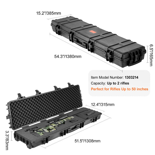 Hard Rifle Case Portable Storage For Long Guns Shockproof Waterproof