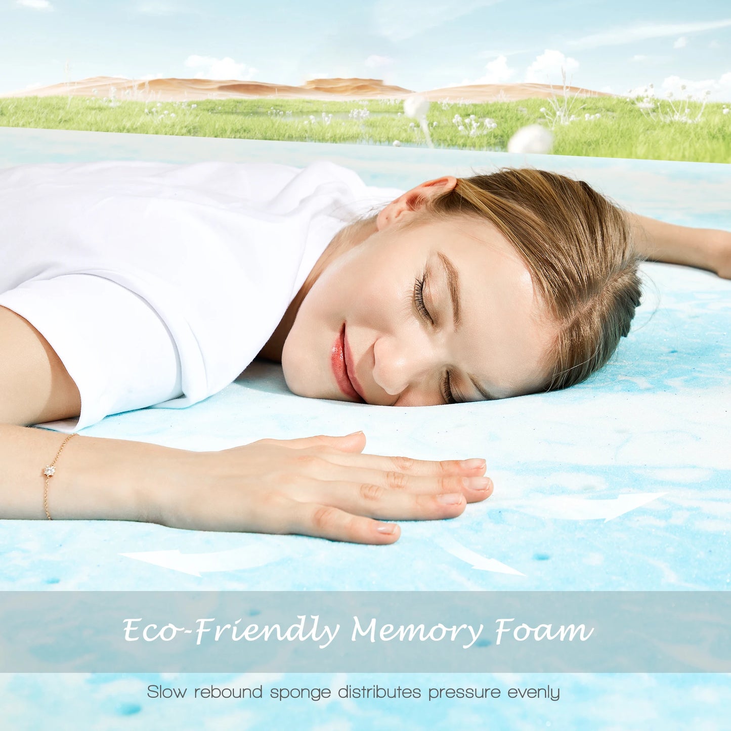 JHK Memory Foam Mattress Topper Gel Cooling Soft And Breathable