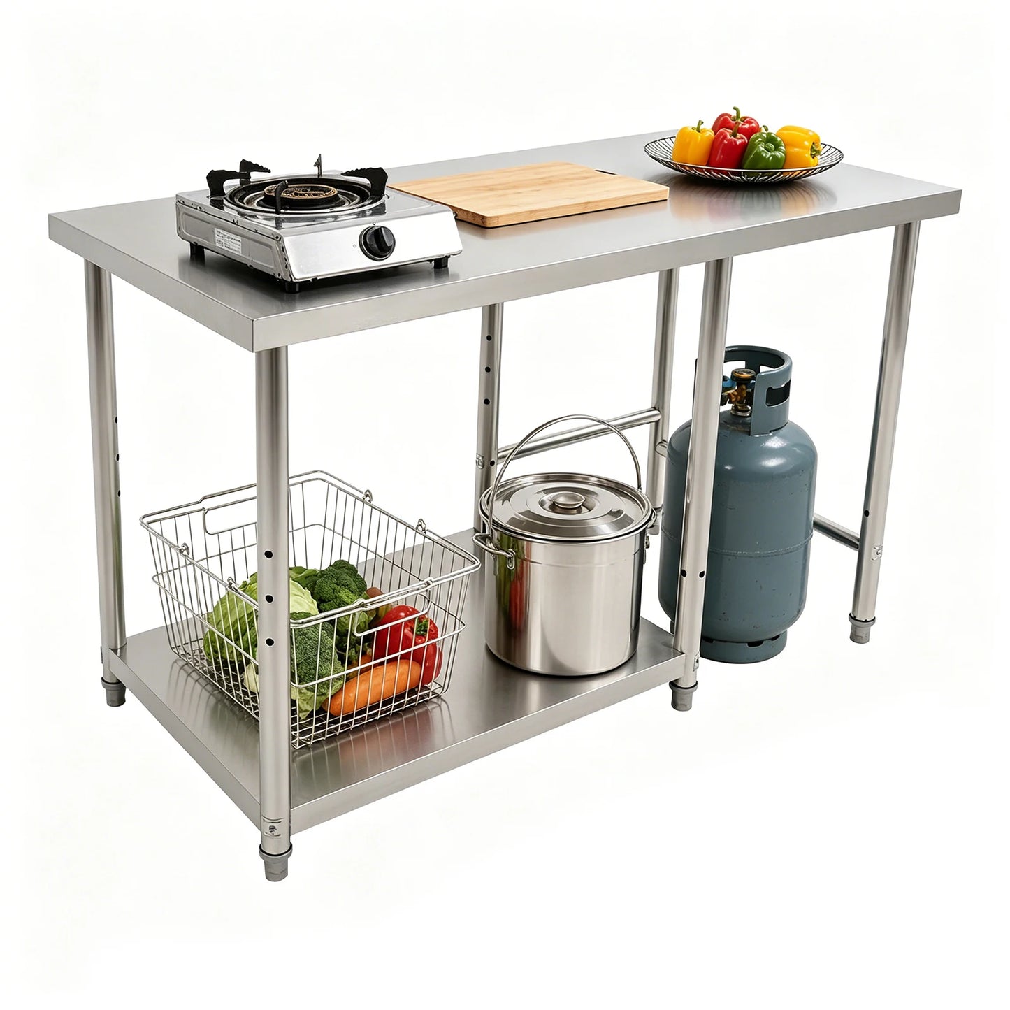 Stainless Steel Prep Table With Lower Shelf For Commercial Kitchens