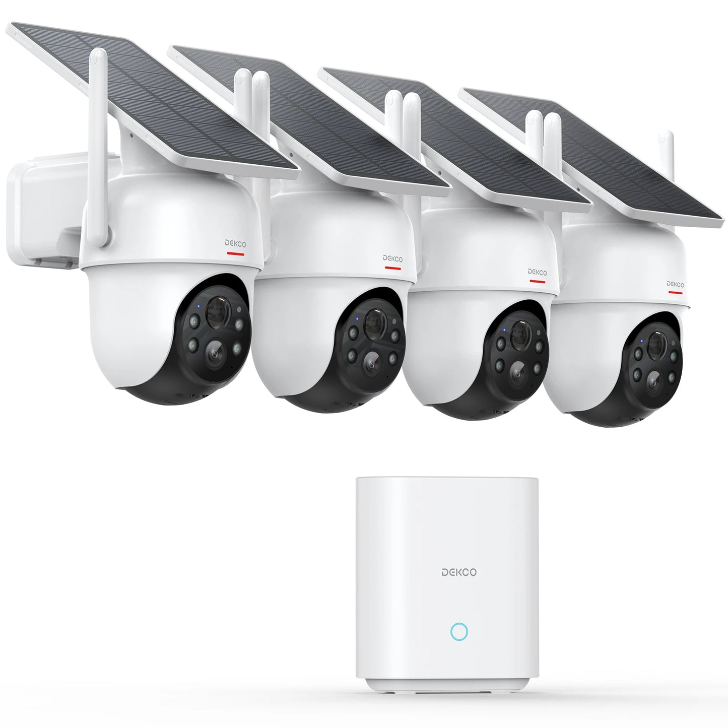 Dekco 3MP Solar Camera System 4Cam Wireless Alexa PTZ