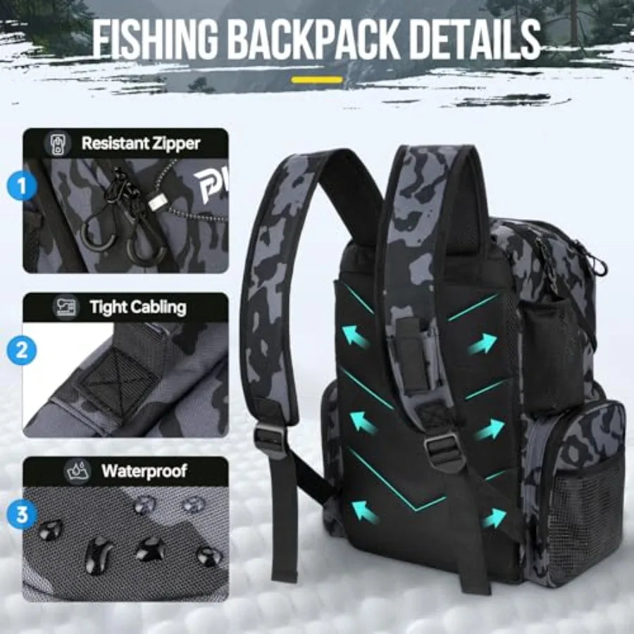 Waterproof Cooler Fishing Backpack With Rod Holders 45L Capacity