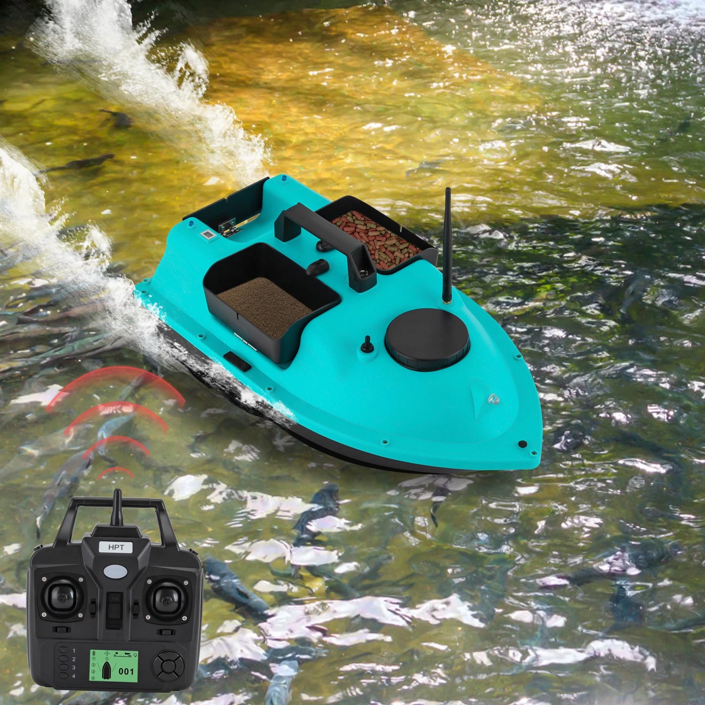 52W Dual Motor Bait Boat With GPS Remote 2000ft Range