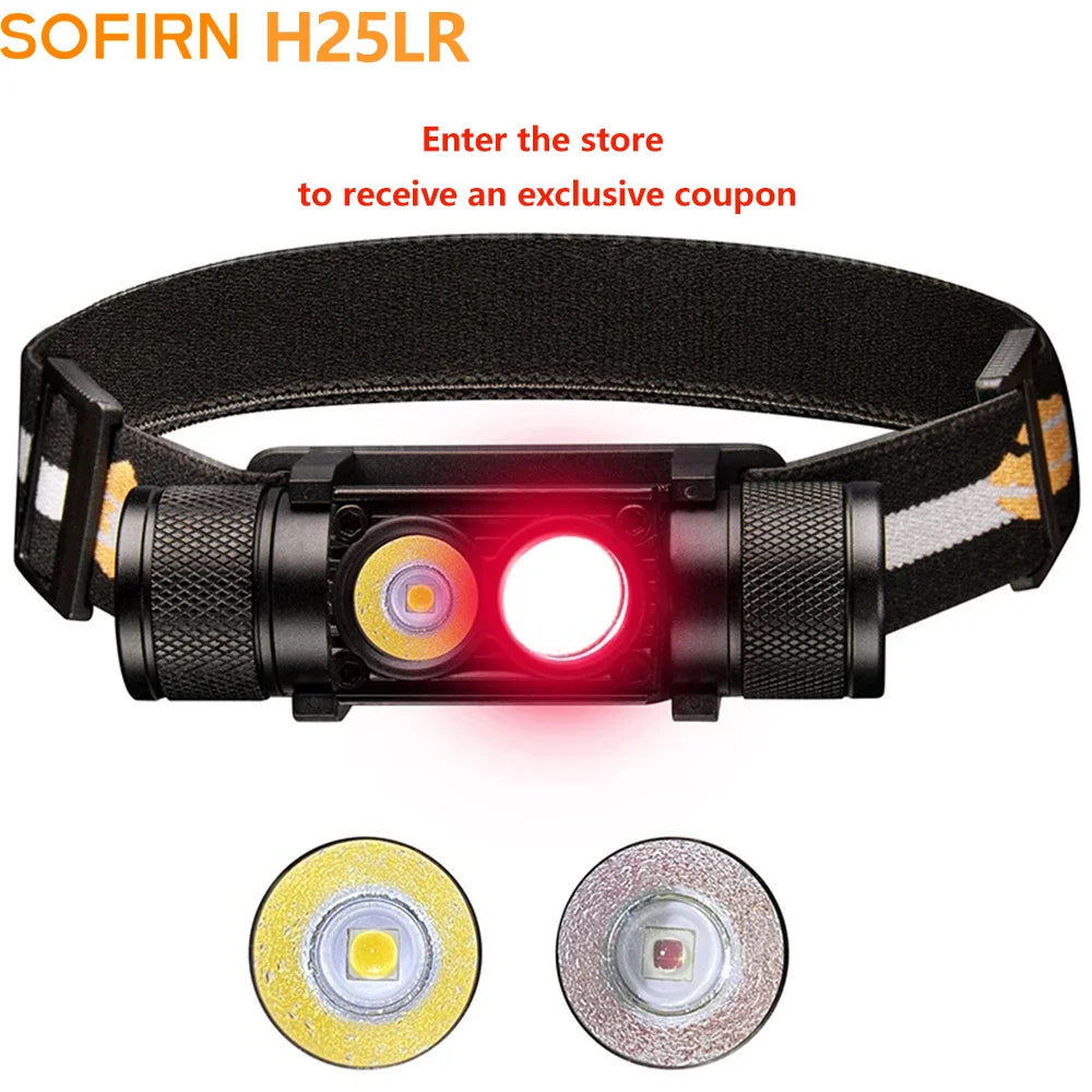 Sofirn H25LR LED Rechargeable Headlamp 1200 Lumens White And Red Light