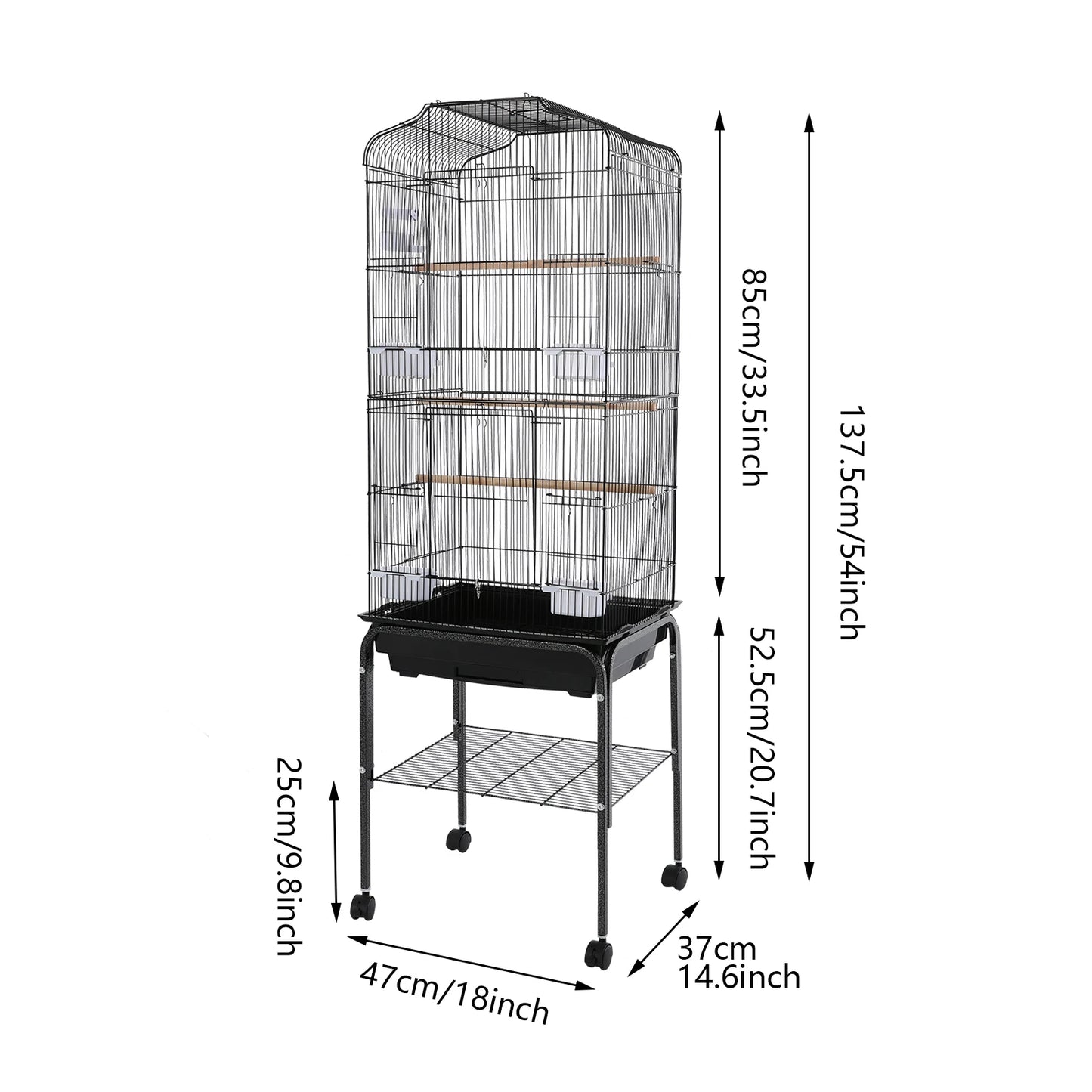 Bird Cage With Stand And Wheels For Parrots And Finches