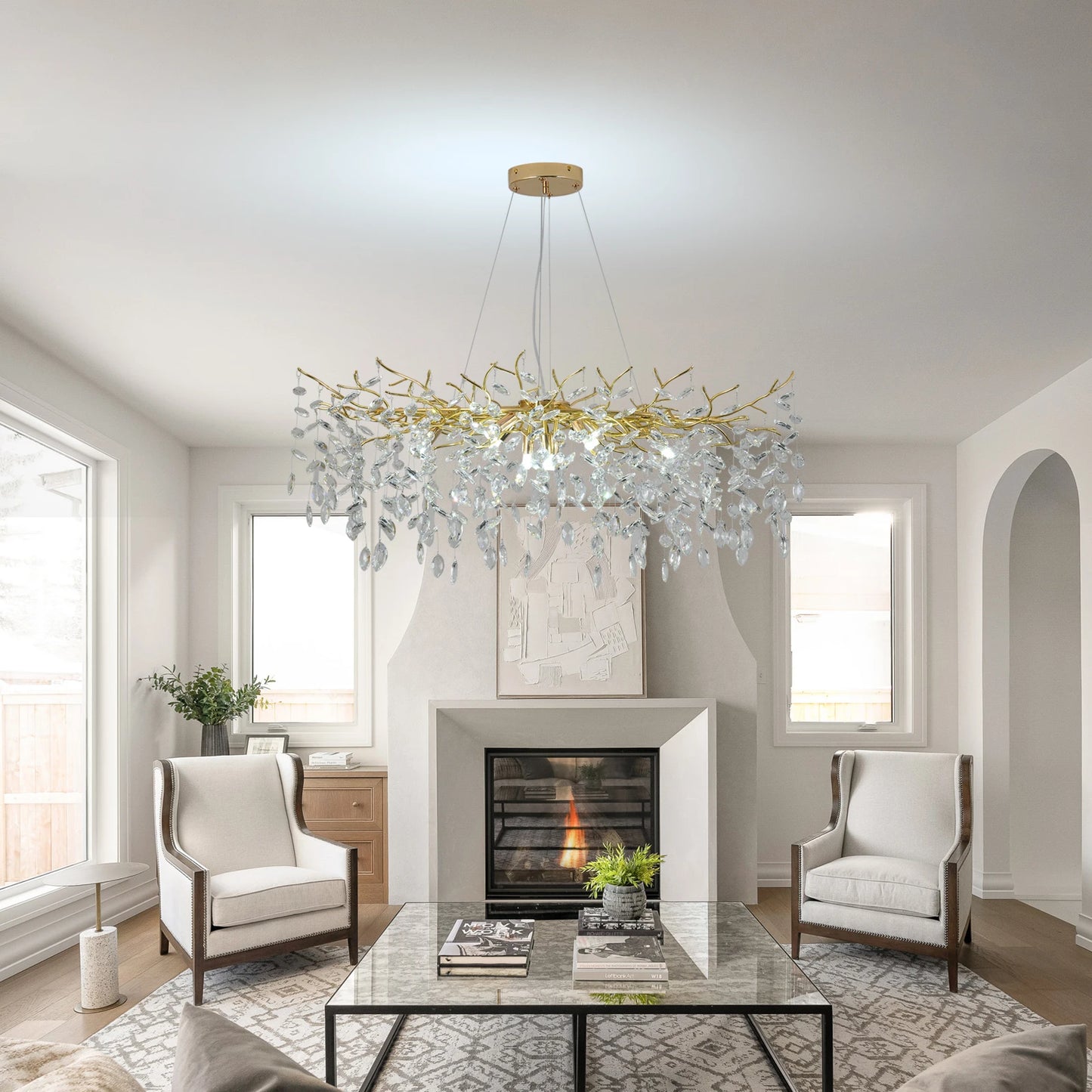 GreeLustr Modern LED Crystal Chandelier Pendant Light For Dining Living Room