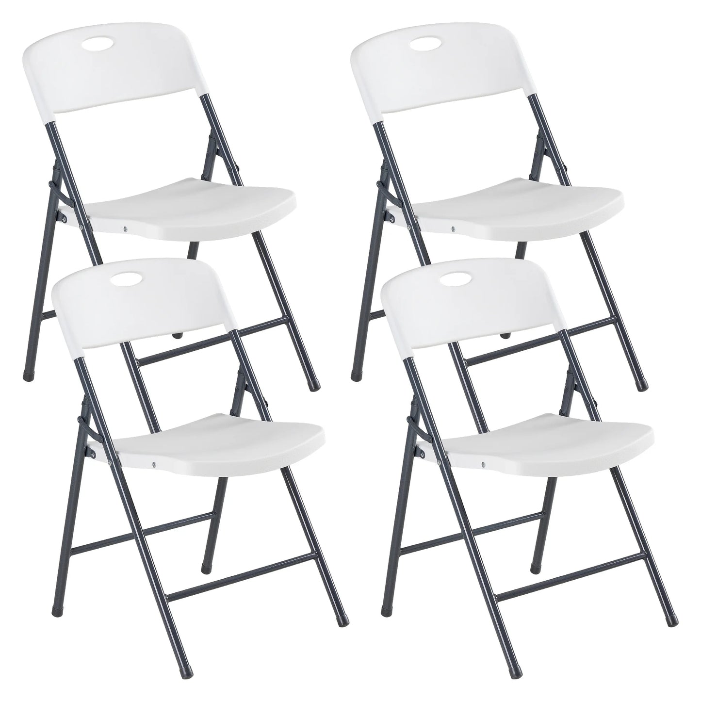 JHK Plastic Stackable Folding Chairs Heavy Duty Ergonomic Back