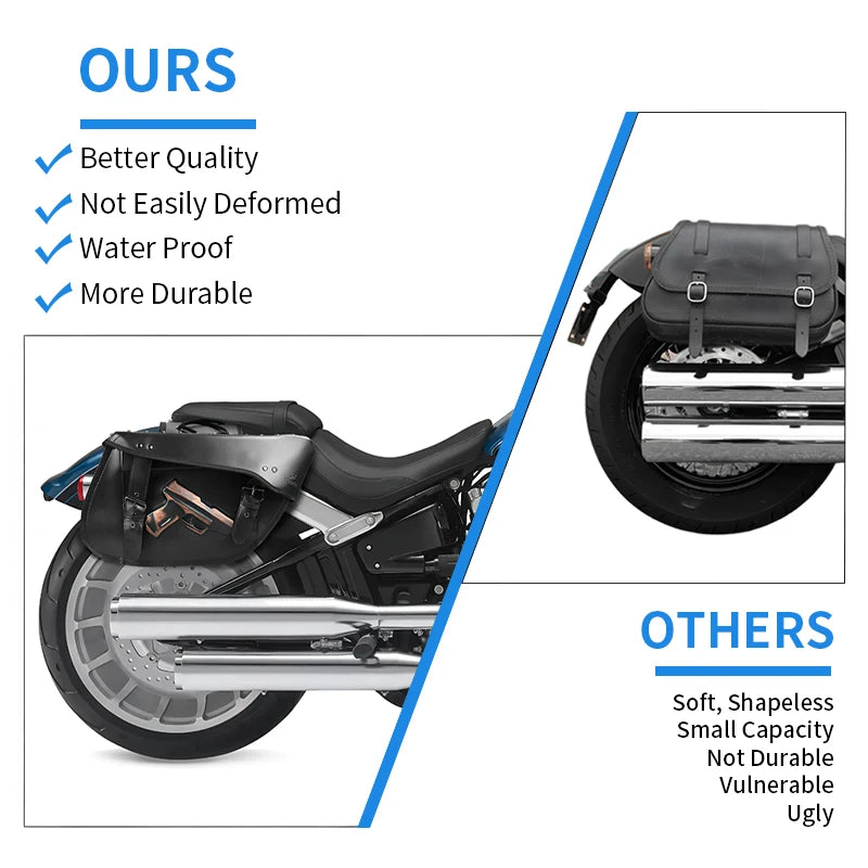 Waterproof Black PU Leather Universal Motorcycle Saddlebags