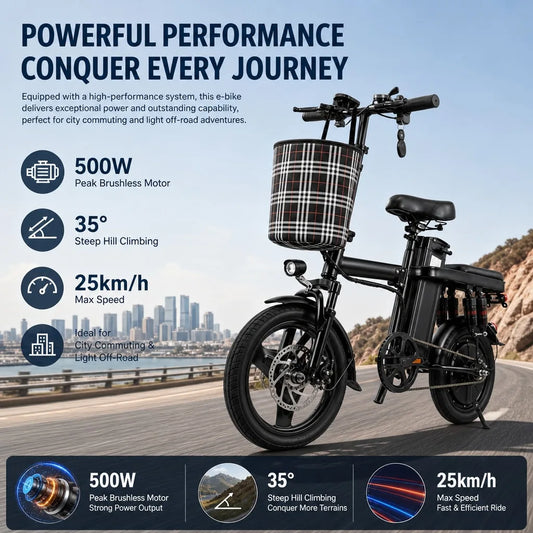 Foldable 500W Electric Bike With Eight Shock Absorbers