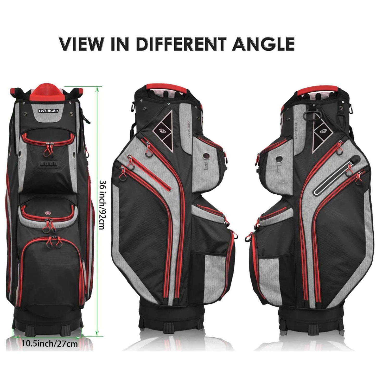 Livsingolf Full Length Dividers Sturdy Spacious Cart Bag