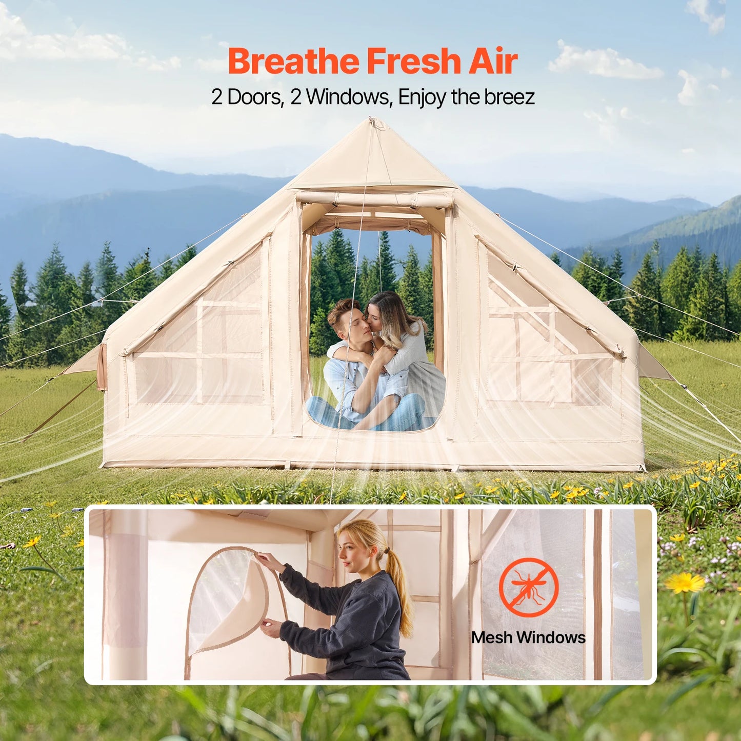 SucceBuy Inflatable Blow Up Tent With Pump And Stove Jack