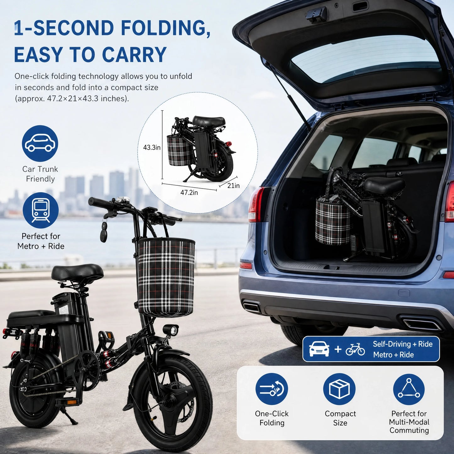 Portable Folding Electric Bike With Dual Suspension