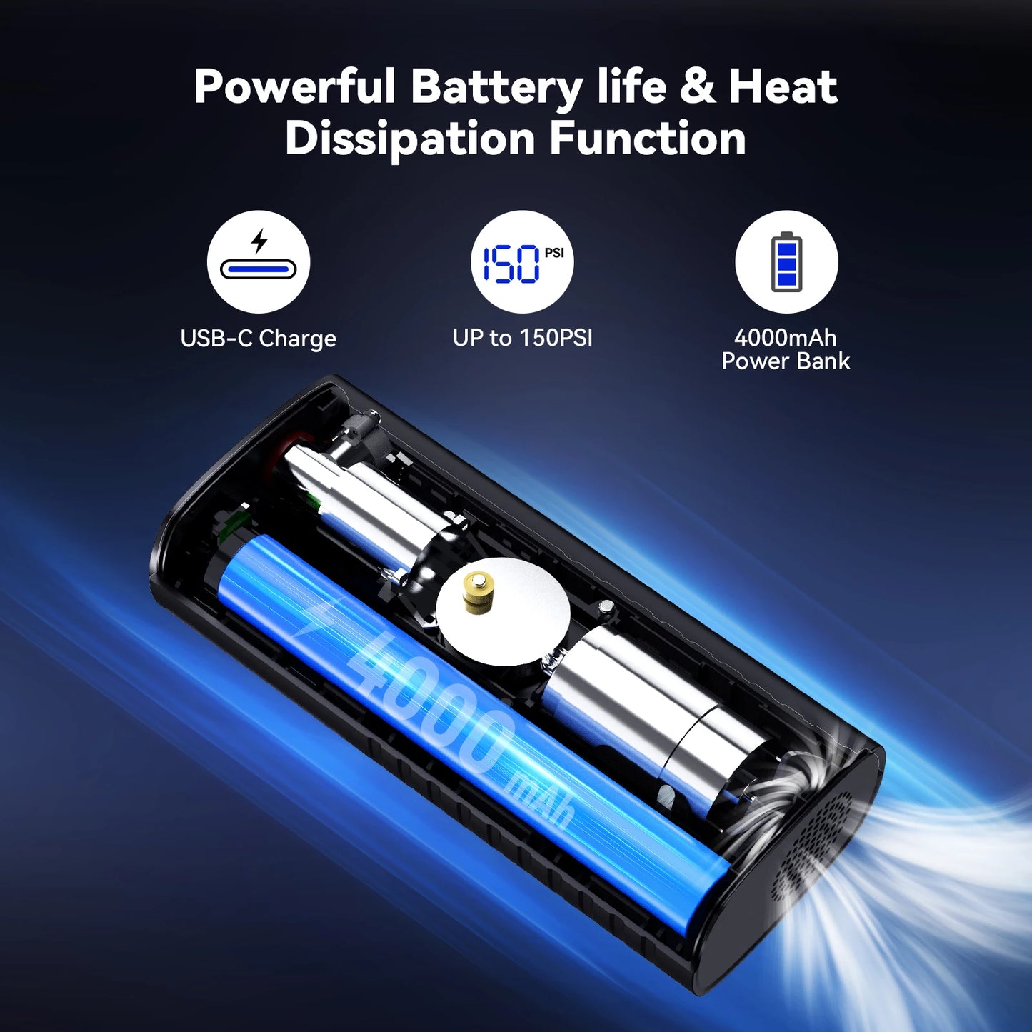 Lexin P4 Smart Inflator Pump 4000mAh LED Digital For Motorcycles Tire Inflation