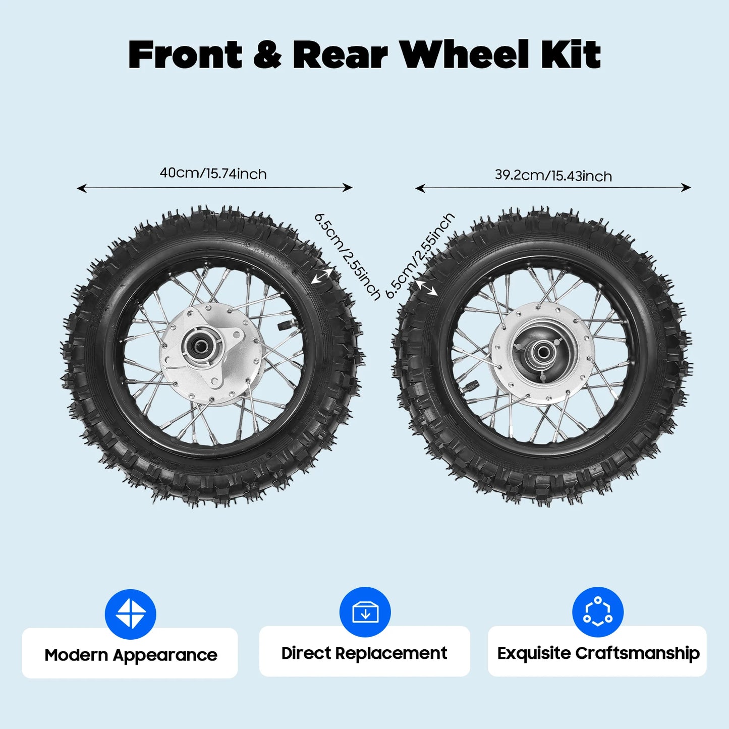 Front Rear Alloy Tire Rim Wheel Assembly for Honda CRF50 Dirt Bike