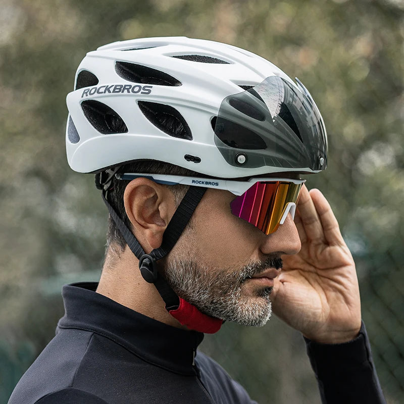 ROCKBROS MTB Road Cycling Helmet With Integrated Goggles