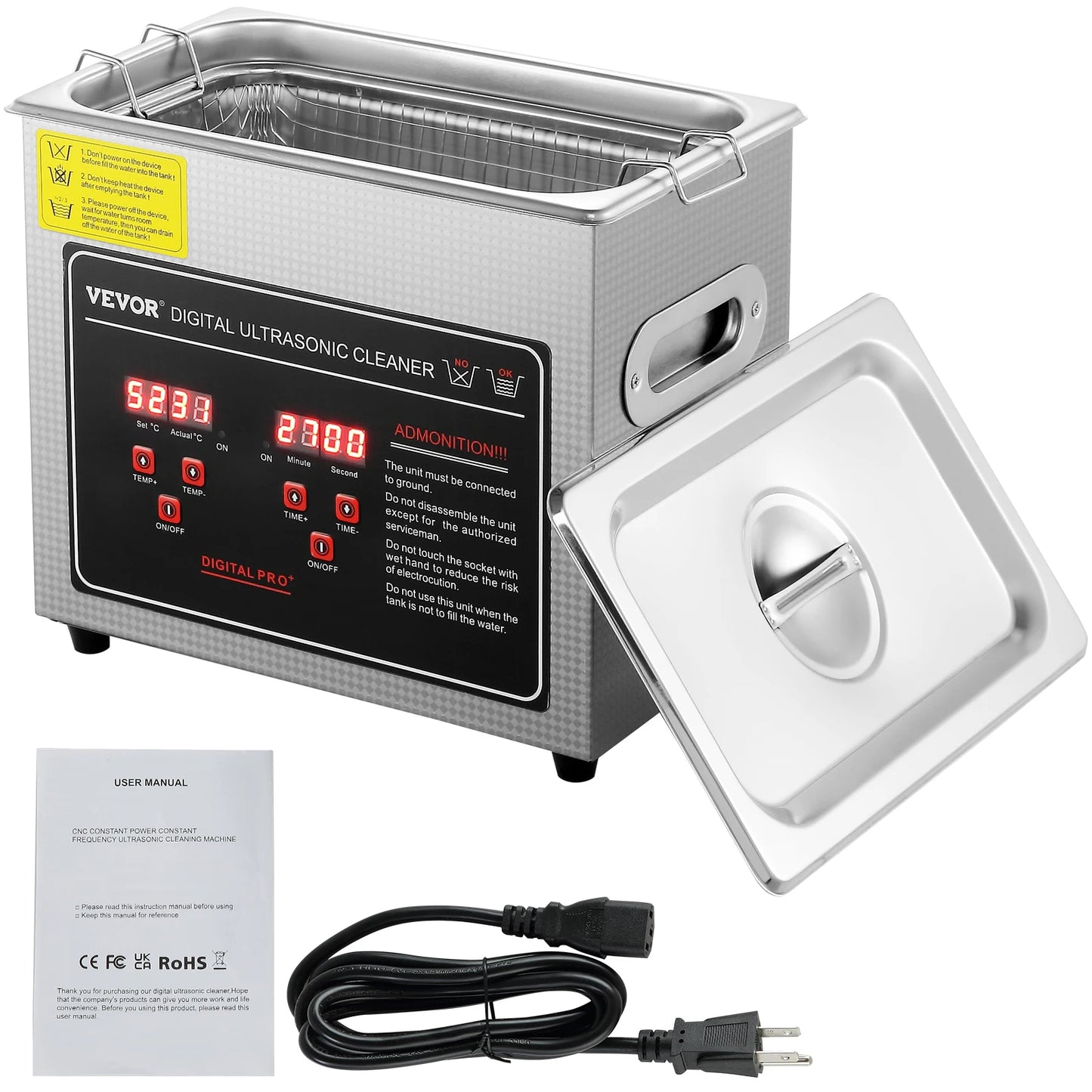 Succebuy Ultrasonic Cleaner 33-40kHz 800W Stainless Steel Home Appliance